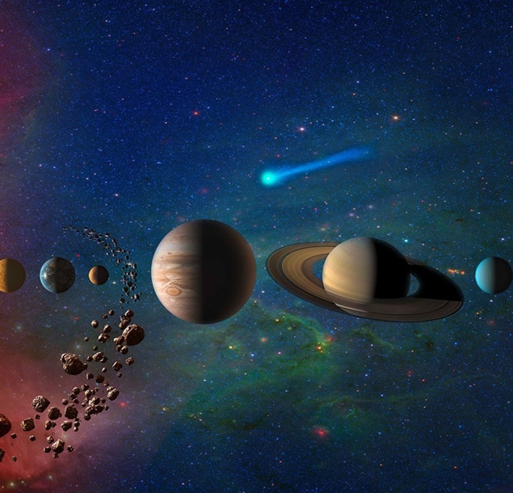Collage of solar system objects