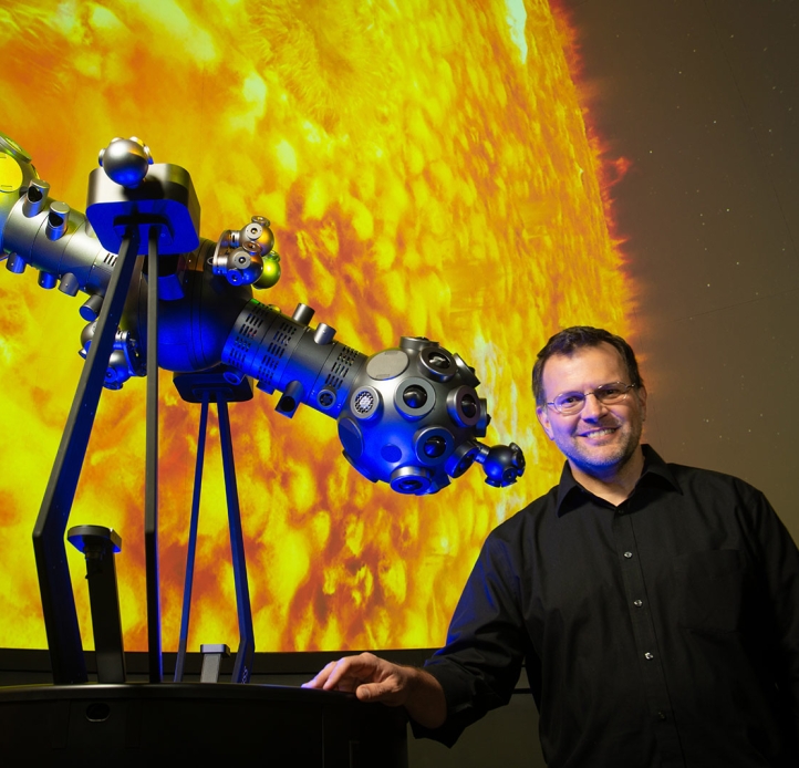 Kevin Williams with a projector