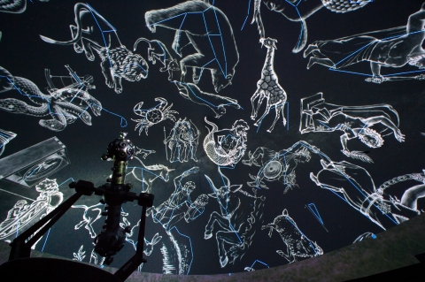 a background of constellations
