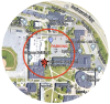 Map showing the parking lot near the Science and Math Complex building at Buffalo State University